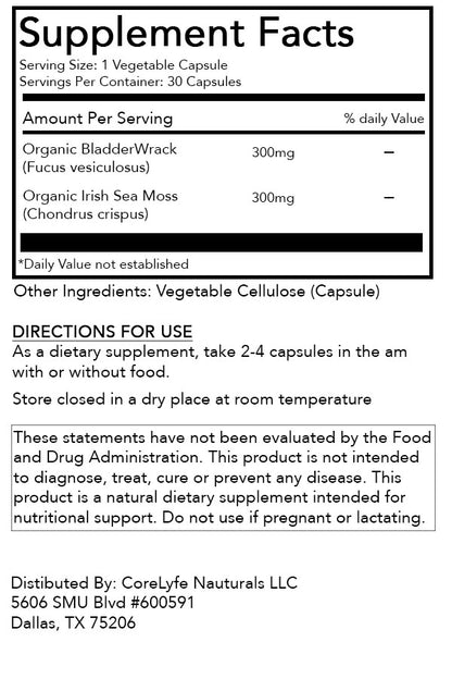 Sea Moss and Bladderwrack Capsules - CoreLyfe Naturals